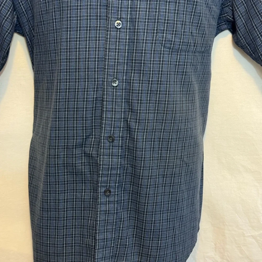 C-161 Men’s Dockers Blue & Black Plaid Short Sleeve Casual Button Down‎ Shirt